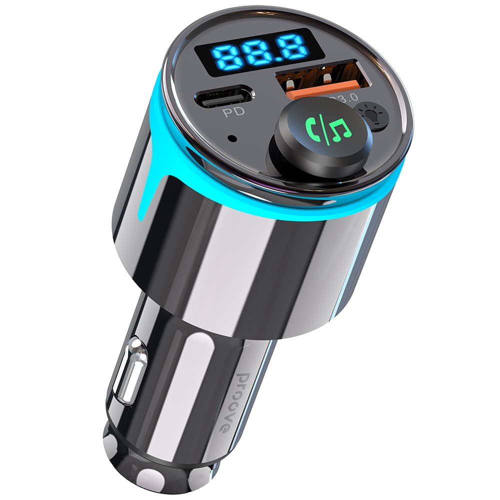 Proove - nabíječka do auta s FM modulátorem (FMNX30110001) - USB, Type-C, U-Disk, TF, Bluetooth 5.3, rychlé nabíjení, 30W, LED - černá - náhled 4