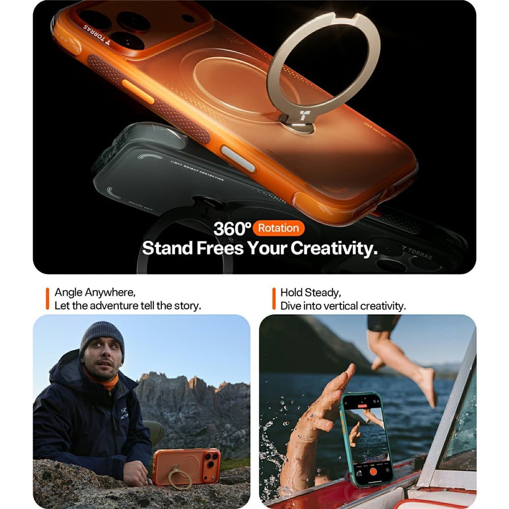 Torras - Ostand Spin Air Series - iPhone 17 Pro - Horizon Orange - náhled 4