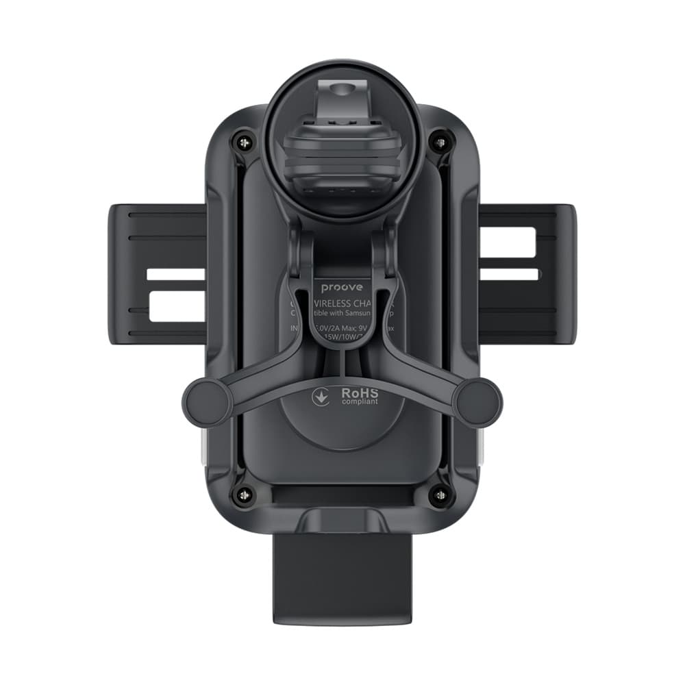 Proove - držák do auta s bezdrátovým nabíjením Triple Clamp (WHTC15010001) - do mřížky ventilace, automatická ramena, 15W, 4,0"–6,9", černý - náhled 4