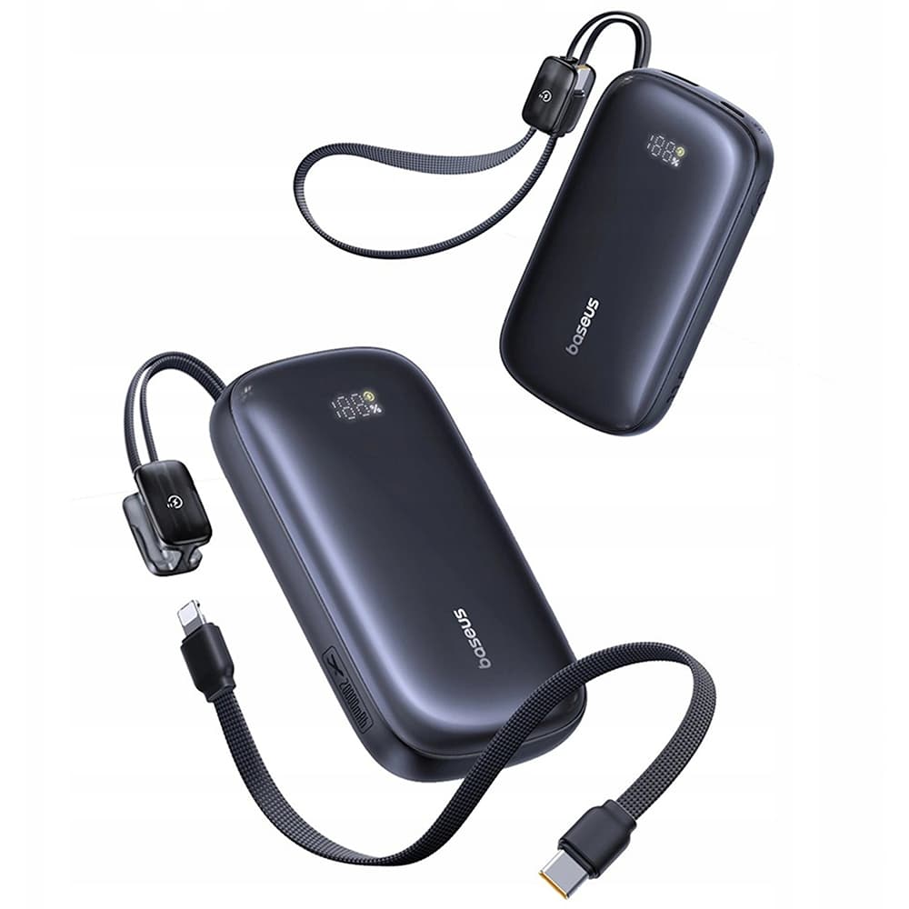 Baseus – powerbanka EnerFill FC21 Qpow 3 Ultra (E0027M00) – s odpojitelným kabelem, 20000mAh, 22.5W, USB, USB-C – Cosmic Black - náhled 4