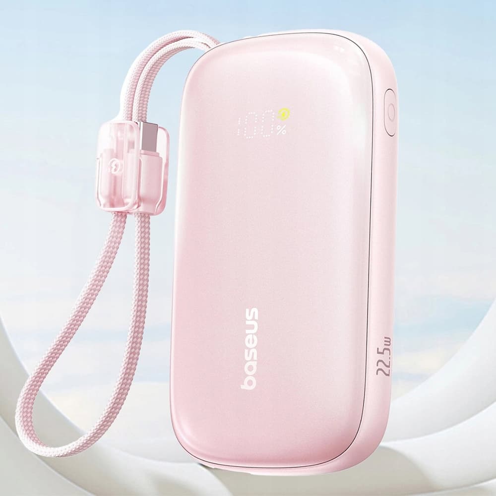 Baseus – powerbanka EnerFill FC21 Qpow 3 Ultra (E0027L02) – s odpojitelným kabelem, 10000mAh, 22.5W, USB, USB-C – Nebula Pink - náhled 4