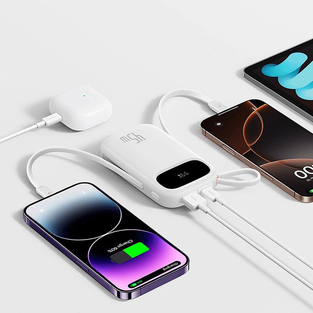Baseus – powerbanka EnerFill FC31 Qpow 3 (E0028C02) – USB-C/Lightning kabely, 10000mAh, 45W, digitální displej – Nebula Purple - náhled 4