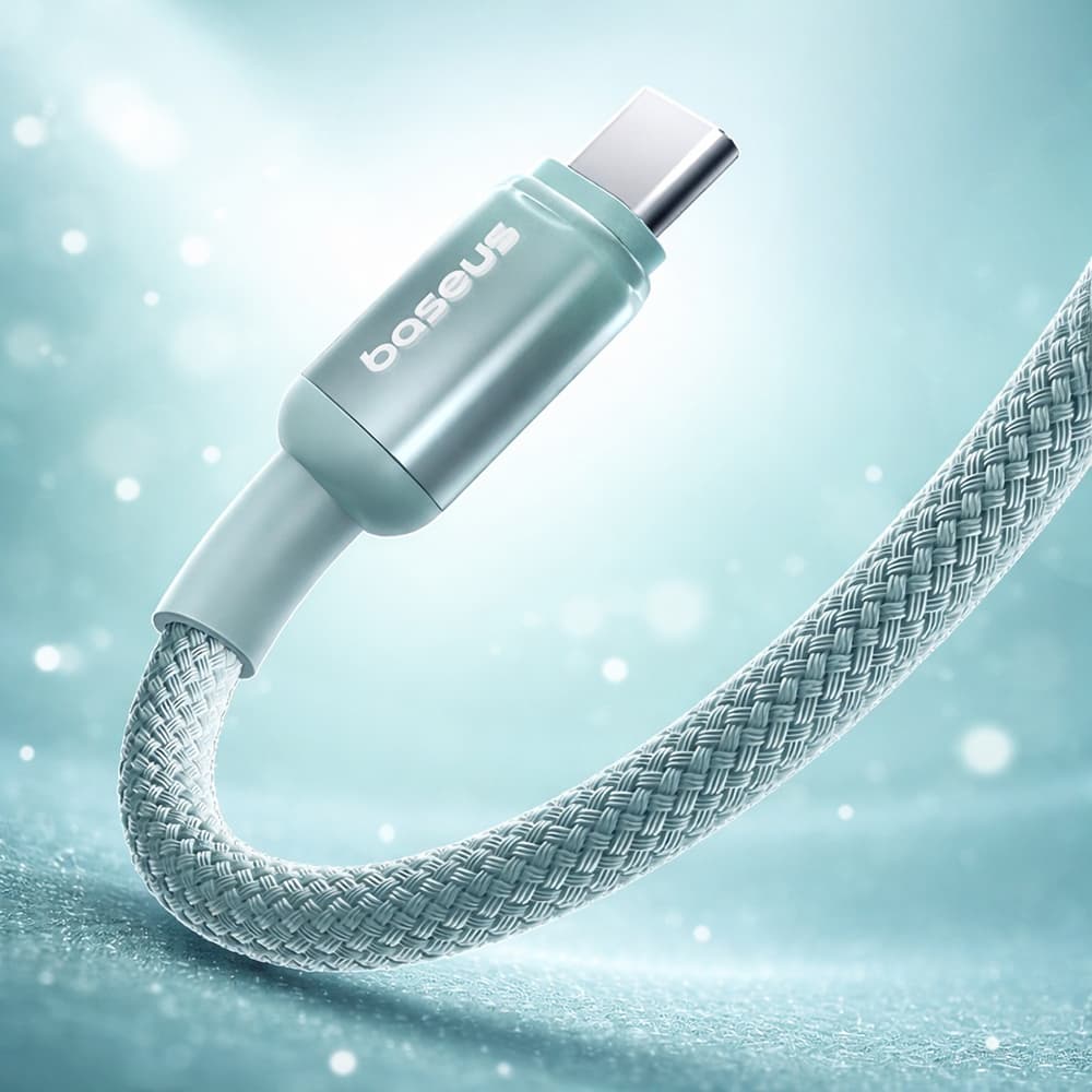 Baseus - datový kabel Discolor (E0420700) - USB-C na USB-C, 100W, 480Mbps, 1m - modrá/zelená - náhled 4