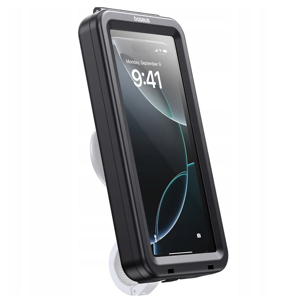 Baseus - vodotěsné pouzdro PrimeTrip VB1 RainShield (C0013D01) - pro magnetický držák na kolo, 360° kryt, nastavitelné, 6,9" - černé - náhled 4
