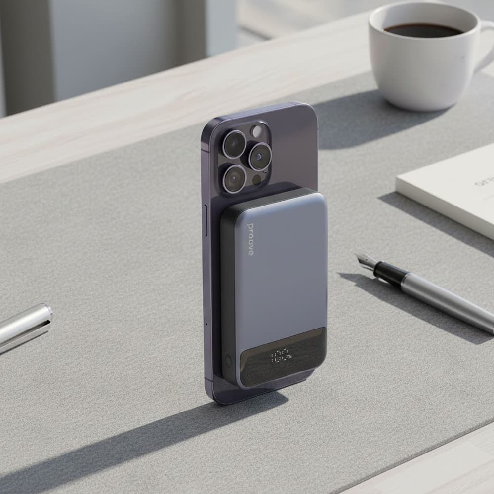 Proove - powerbanka Hoodman (PBH120010003) - Type-C, Lightning, magnetická, s LED displejem, Qi, 20 W, 10000 mAh - šedá - náhled 4