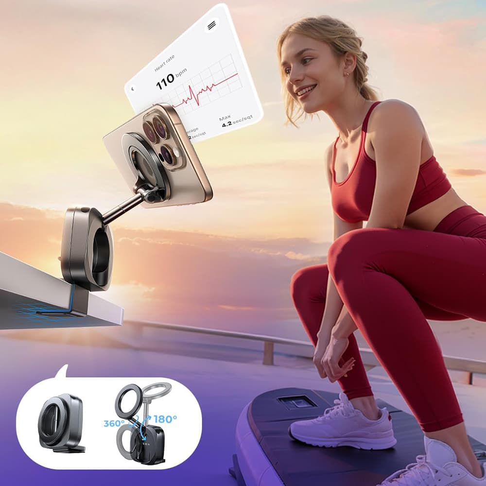 Lisen držák do auta (YL0224110001) - magnetický na palubní desku, stůl, otočný o 360°, skládací, klip na stůl, bezpečné uchycení - černý - náhled 4