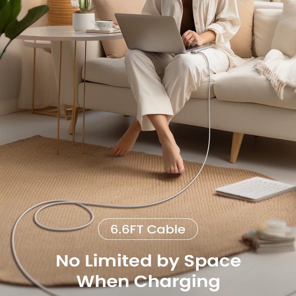 Lisen - datový kabel (YL0123070001) - Type-C na MagSafe 3, pro MacBook, 140 W, superrychlé nabíjení, opletený, 2 m - stříbrná - náhled 4