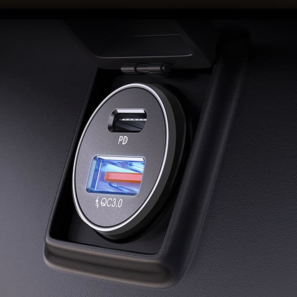 Lisen - (2 kusy) nabíječka do auta (YL0223080038) - rychlé nabíjení, USB, Type-C, adaptér do zapalovače, PD36W, QC18W - černá - náhled 4
