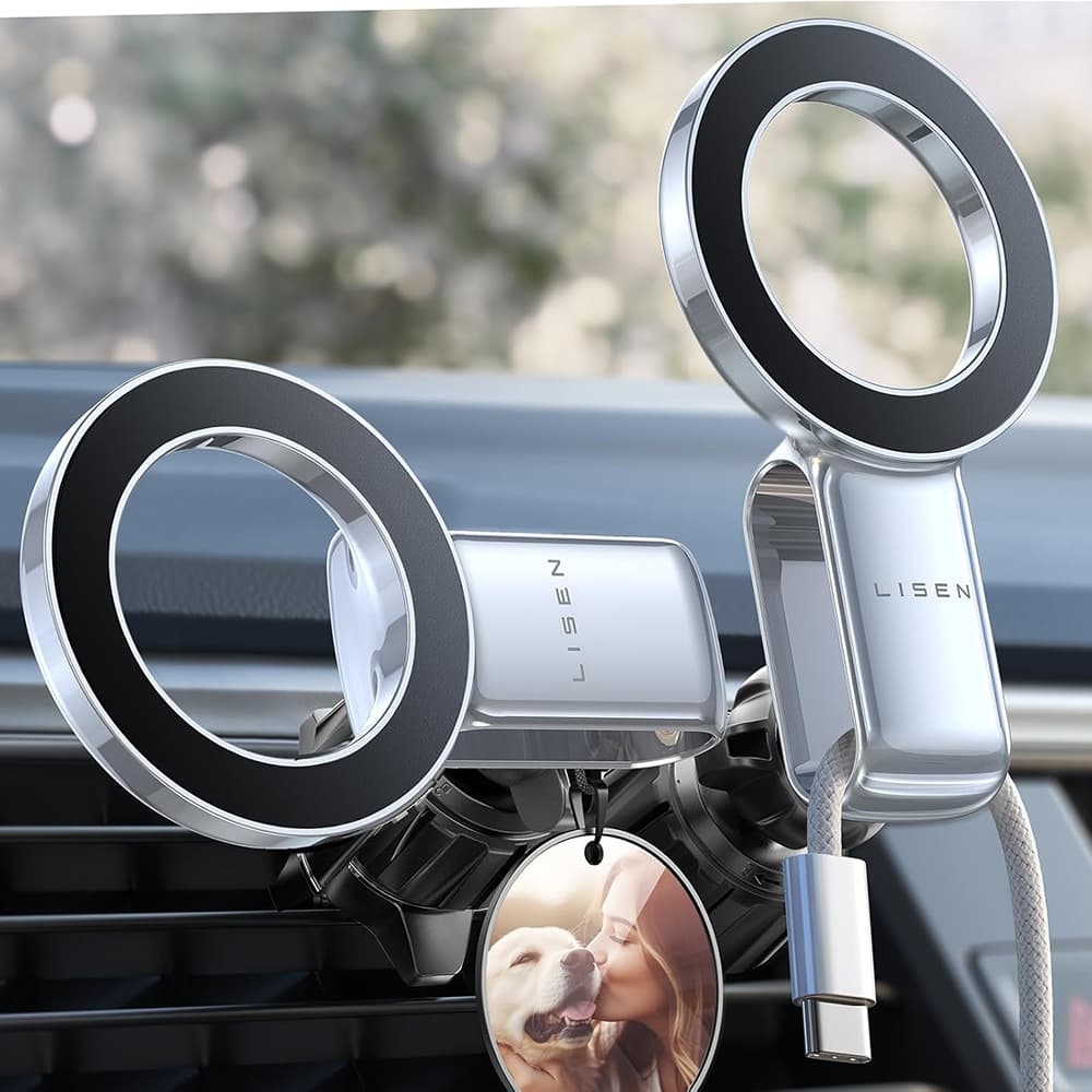Lisen držák do auta (YL0224050012) - magnetický, do mřížky ventilace, skládací, nastavitelný o 360°, bezpečné uchycení - černý - náhled 4