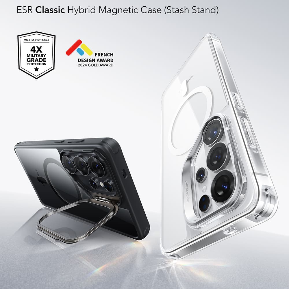 ESR - Classic Hybrid HaloLock se stojánkem - Samsung Galaxy S26 Ultra - průhledná černá - náhled 4