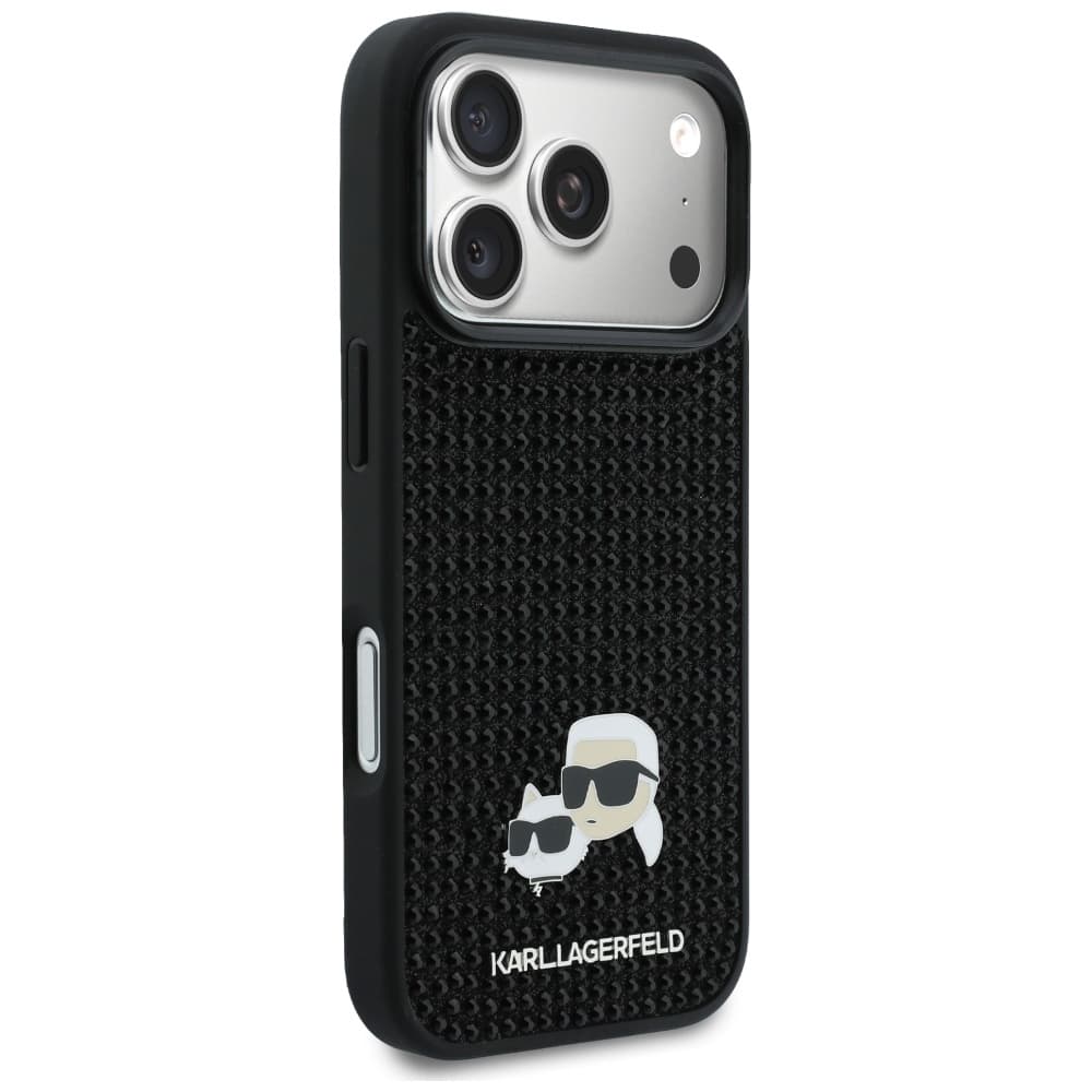 Karl Lagerfeld - Pevný kryt Rhinestone with K&amp;C Pin (KLHCP17L6PRKCLK) - iPhone 17 Pro - Černá - náhled 4