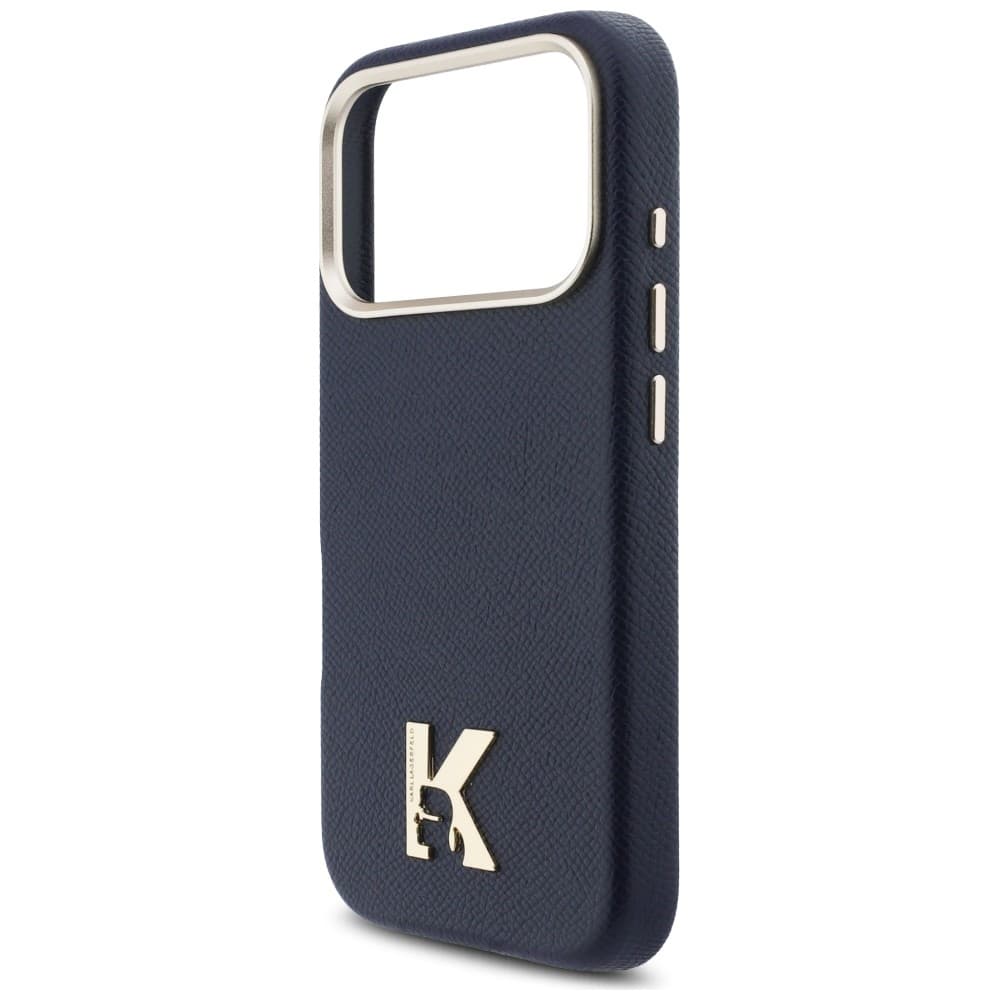 Karl Lagerfeld - Pevný kožený kryt MagSafe with K Head Logo (KLHMP17L5PGFKHGB) - iPhone 17 Pro - Modrá - náhled 4