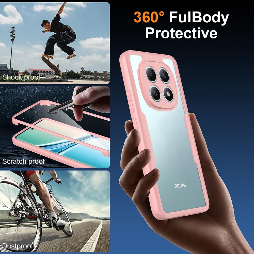 Techsuit - 360° ochranné pouzdro ColorVerse s ochrannou fólií pro Xiaomi Redmi Note 15 5G / Poco M8 5G - růžová - náhled 4