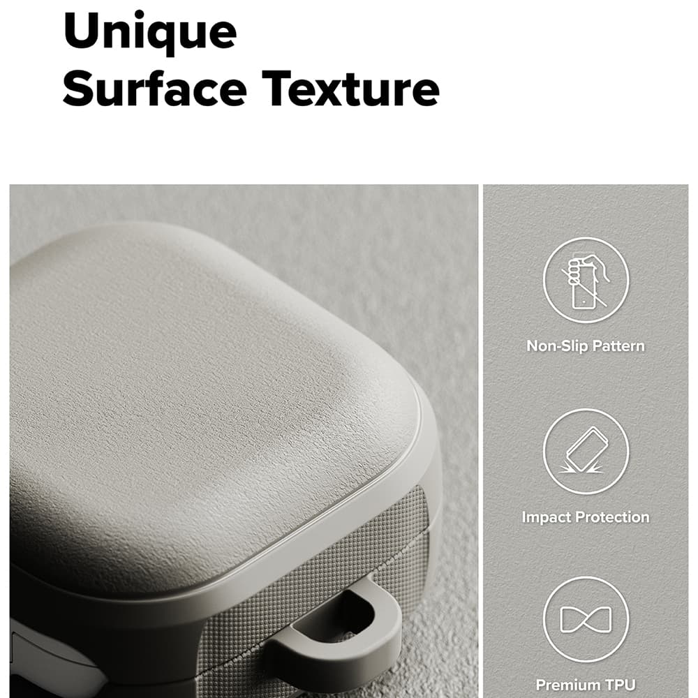 Ringke - Ochranné pouzdro Onyx Magnetic - pro Samsung Galaxy Buds 4 Pro, Protiskluzová textura, Otvor pro karabinu - Teplá šedá - náhled 4