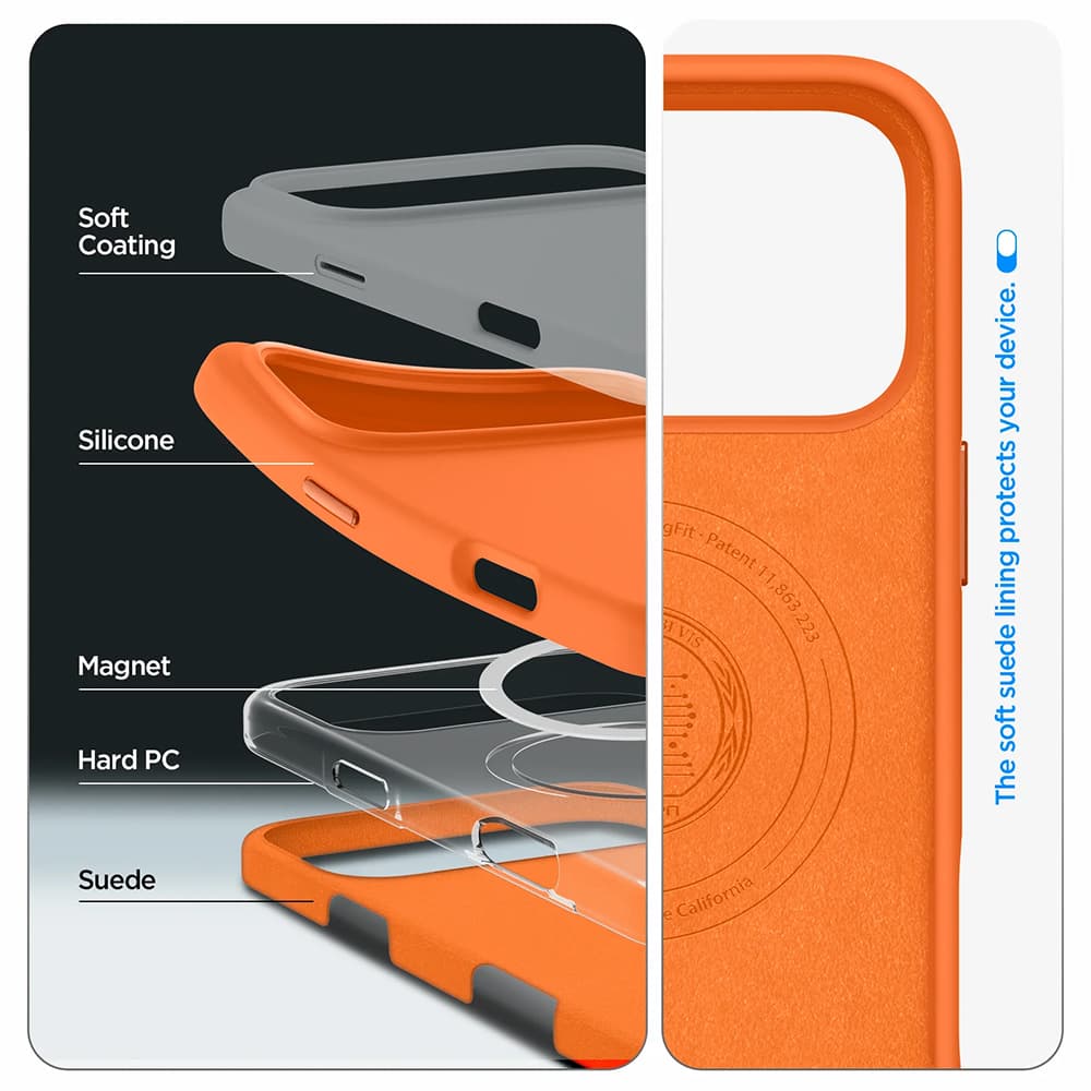 Kryt Spigen Silicone Fit MagSafe pro iPhone 17 Pro vesmírně oranžový - náhled 4