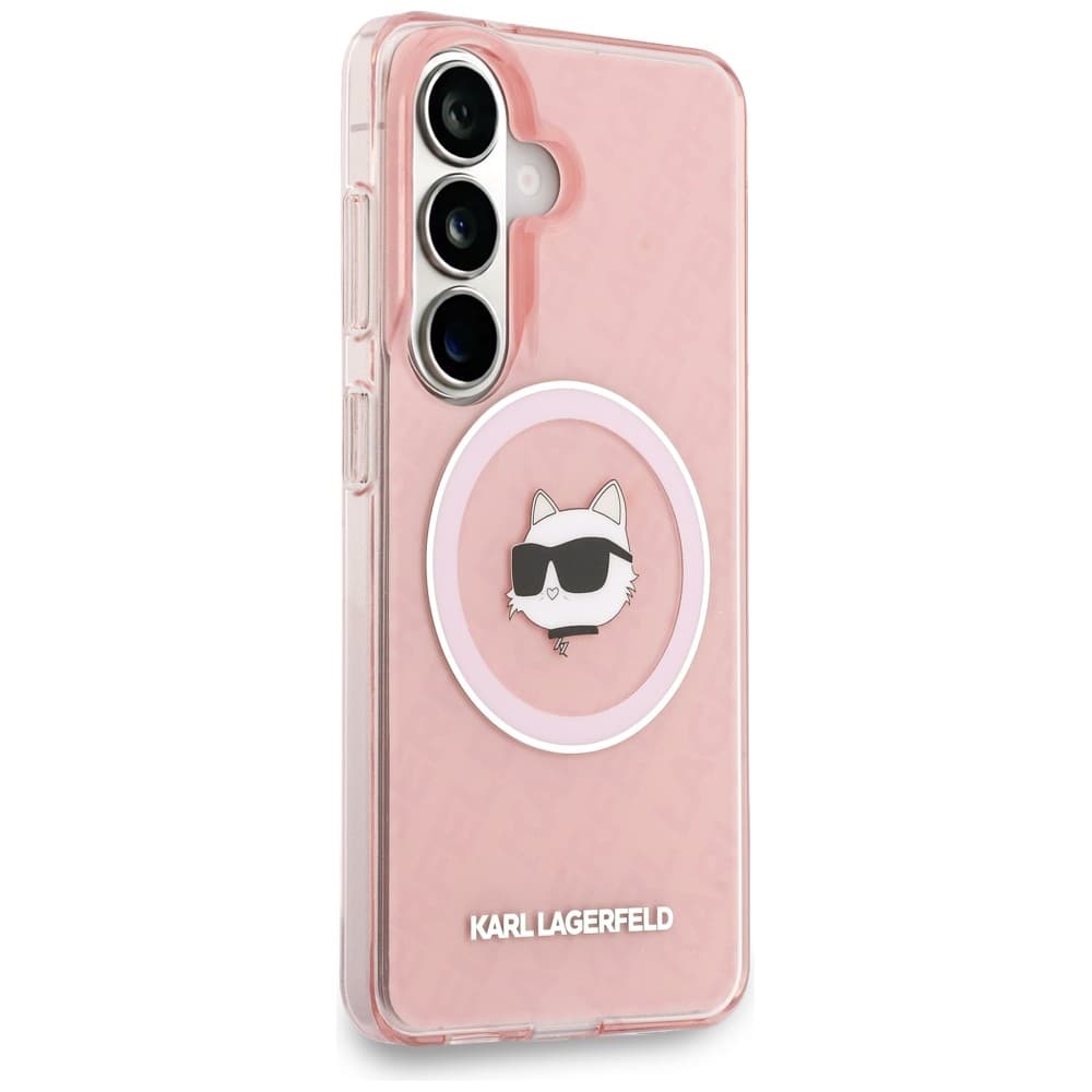 Kryt Karl Lagerfeld - IML Choupette Head on KL Repeated Logo MagSafe - Samsung Galaxy S26 růžový - náhled 4