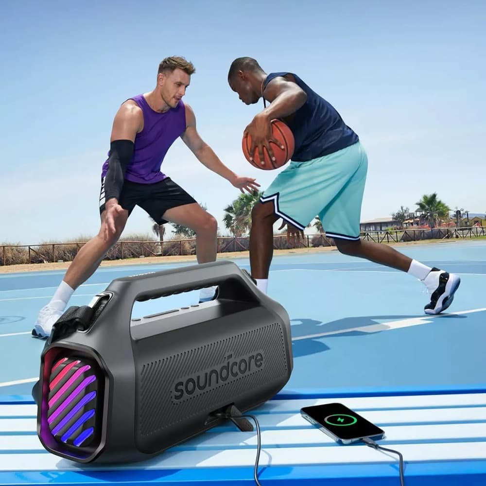Anker - Bezdrátový reproduktor SoundCore Boom 2 Plus (A3134011) - Bluetooth 5.3, 140W, BassUp 2.0, Powerbanka, IPX7, RGB - Černá - náhled 4