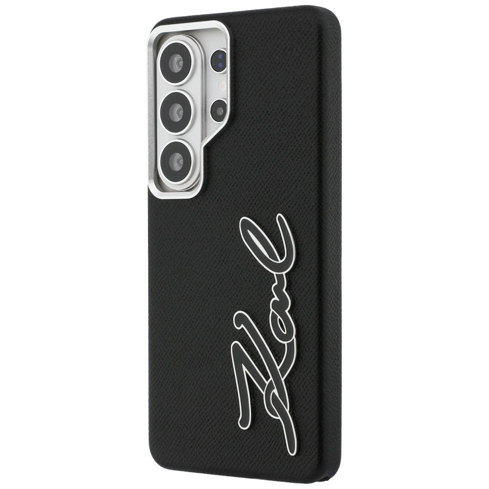 Kryt Karl Lagerfeld - Full Wrapped Grained Leather with Signature Resin Logo (KLHCS26LPGFKSRSK) - Samsung Galaxy S26 Ultra Černý - náhled 4