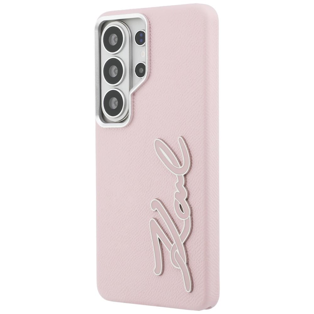 Kryt Karl Lagerfeld - Full Wrapped Grained Leather with Signature Resin Logo (KLHCS26LPGFKSRSP) - Samsung Galaxy S26 Ultra Růžový - náhled 4