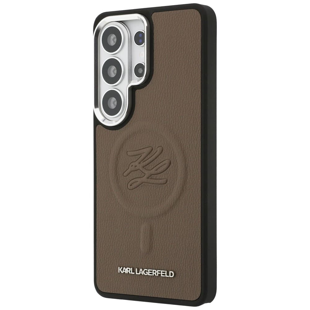 Kryt Karl Lagerfeld - Leather with Initial Logo Debossed MagSafe (KLHMS26LPGFKLRDW) - Samsung Galaxy S26 Ultra Hnědý - náhled 4