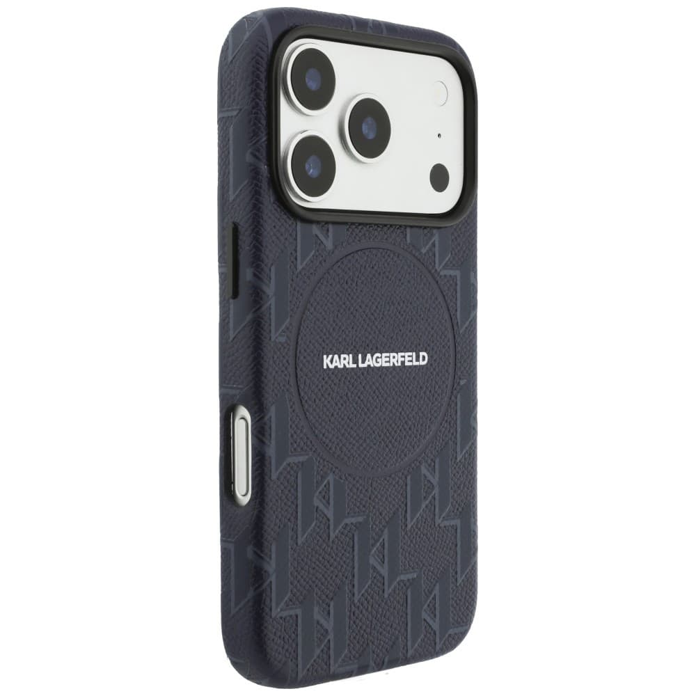 Kryt Karl Lagerfeld Leather KL Monogram Logo MagSafe pro iPhone 17 Pro Max modrý - náhled 4