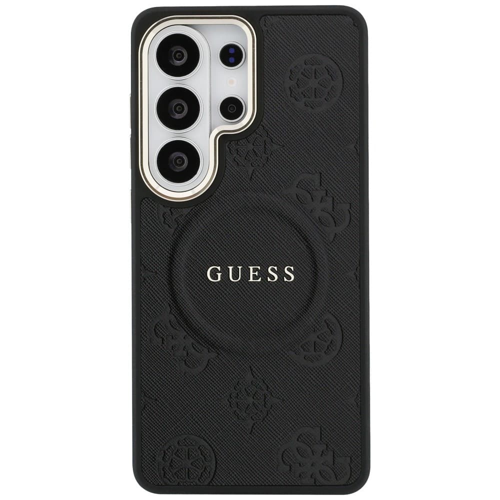 Kryt Guess Saffiano Peony Embossed Ring MagSafe pro Samsung Galaxy S26 Ultra černý - náhled 4