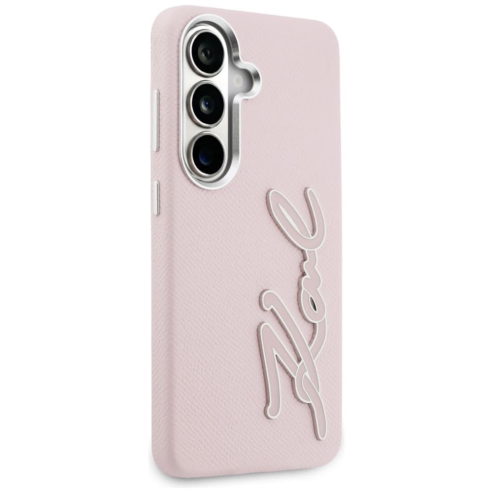 Kryt Karl Lagerfeld - Full Wrapped Grained Leather with Signature Resin Logo (KLHCS26SPGFKSRSP) - Samsung Galaxy S26 - růžový - náhled 4