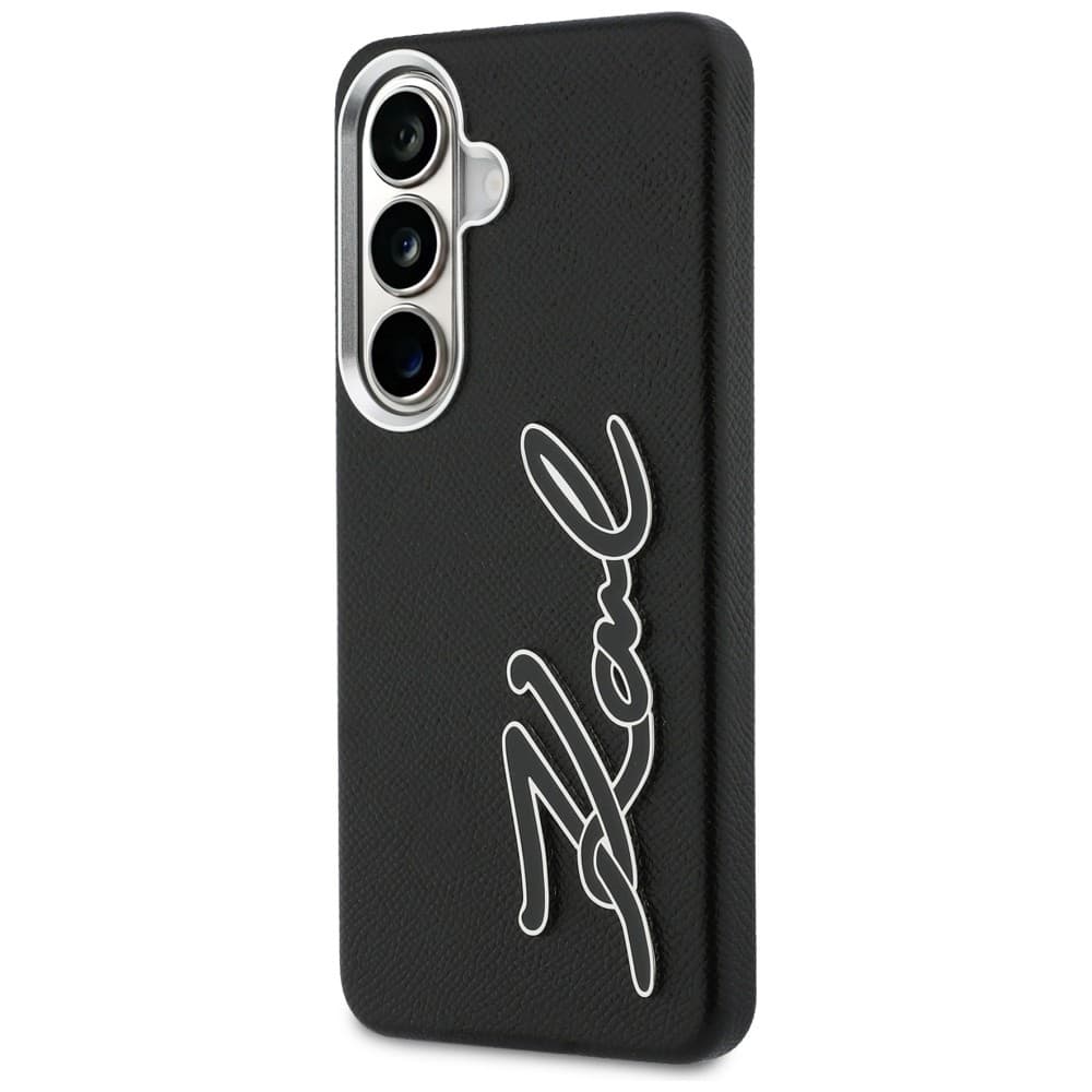 Kryt Karl Lagerfeld - Full Wrapped Grained Leather with Signature Resin Logo (KLHCS26SPGFKSRSK) - Samsung Galaxy S26 - černý - náhled 4