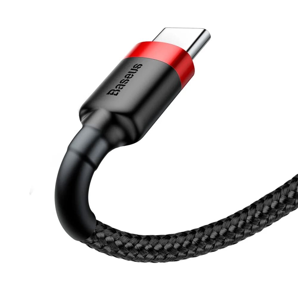 Baseus – datový kabel Cafule (CATKLF-A91) – USB na Type-C, 3A, 0.5m – černá / červená - náhled 4