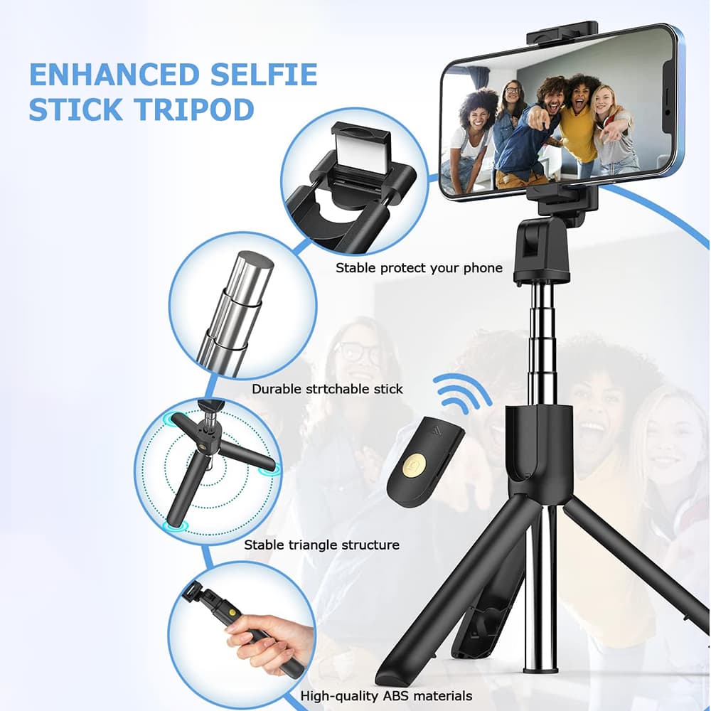 Techsuit Selfie tyč K07 Bluetooth ovladač 70cm Černá - náhled 4