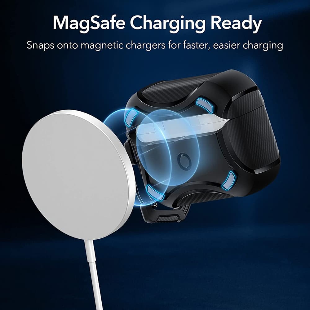 ESR Cyber Armor Odolné pouzdro HaloLock Apple AirPods Pro 1 2 Černá - náhled 4