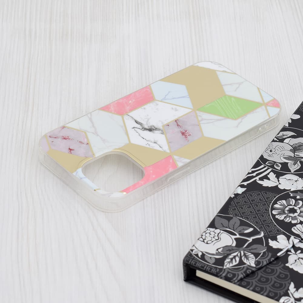 Techsuit Mramorová série iPhone 15 Fialový Hex - náhled 4