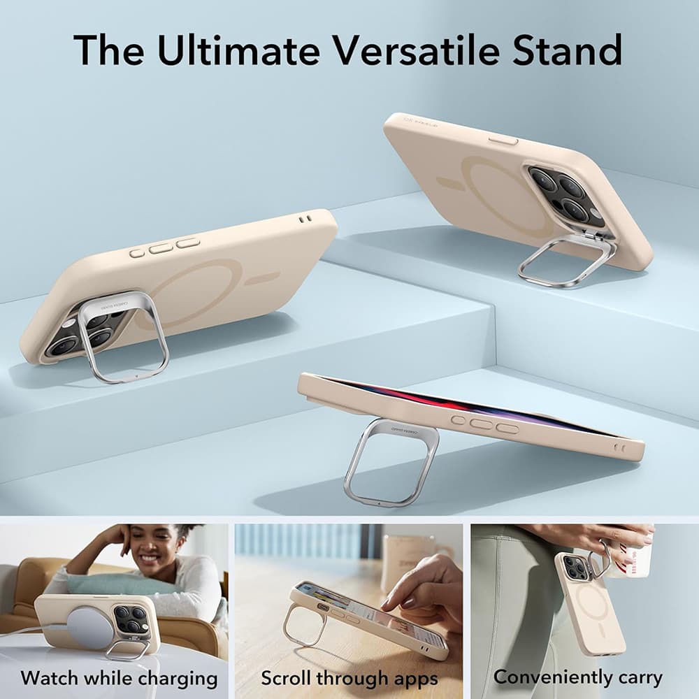 ESR Obláčkově měkký HaloLock Kickstand iPhone 15 Pro Světle hnědá - náhled 4