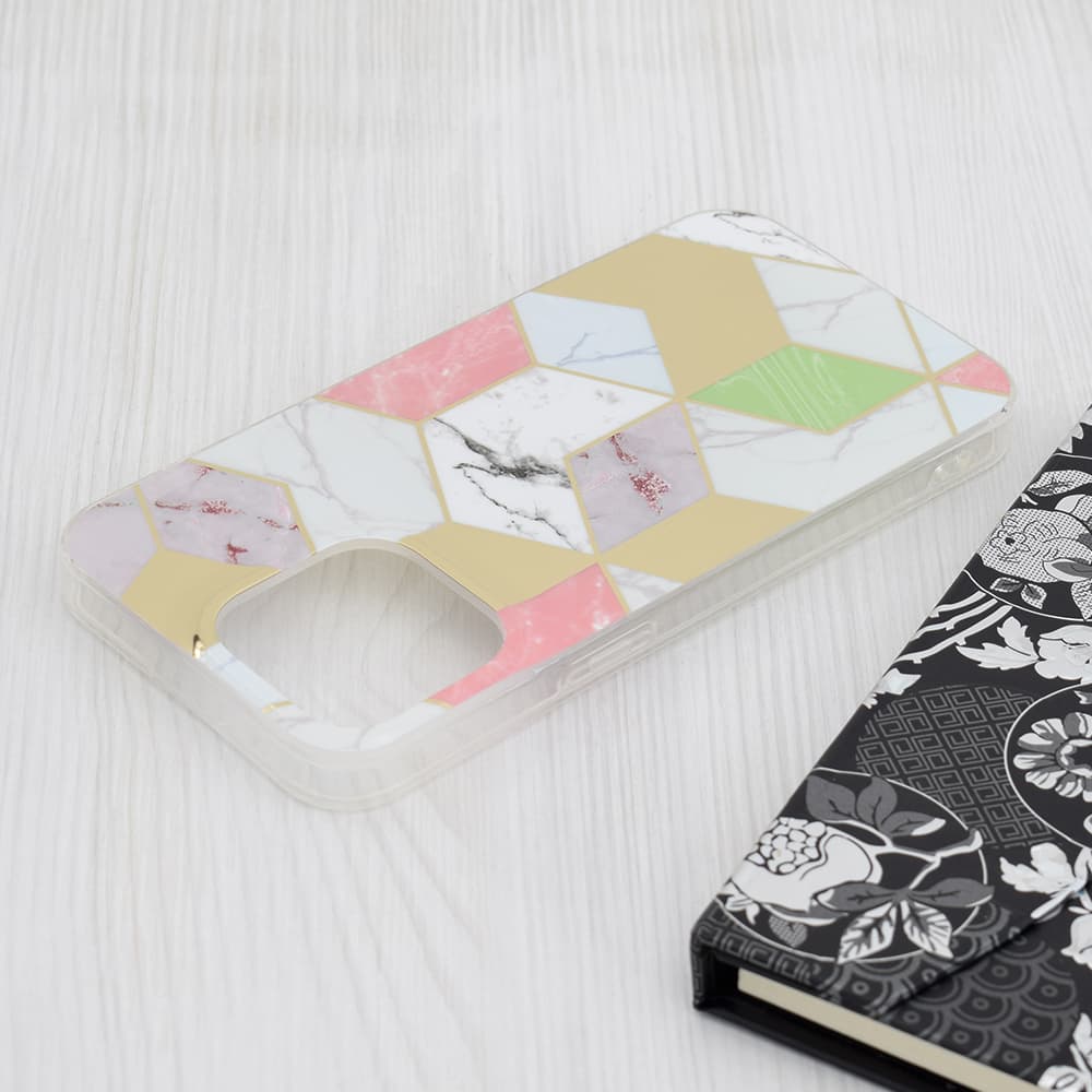 Techsuit Marble Series iPhone 15 Pro Max Fialový Hex - náhled 4