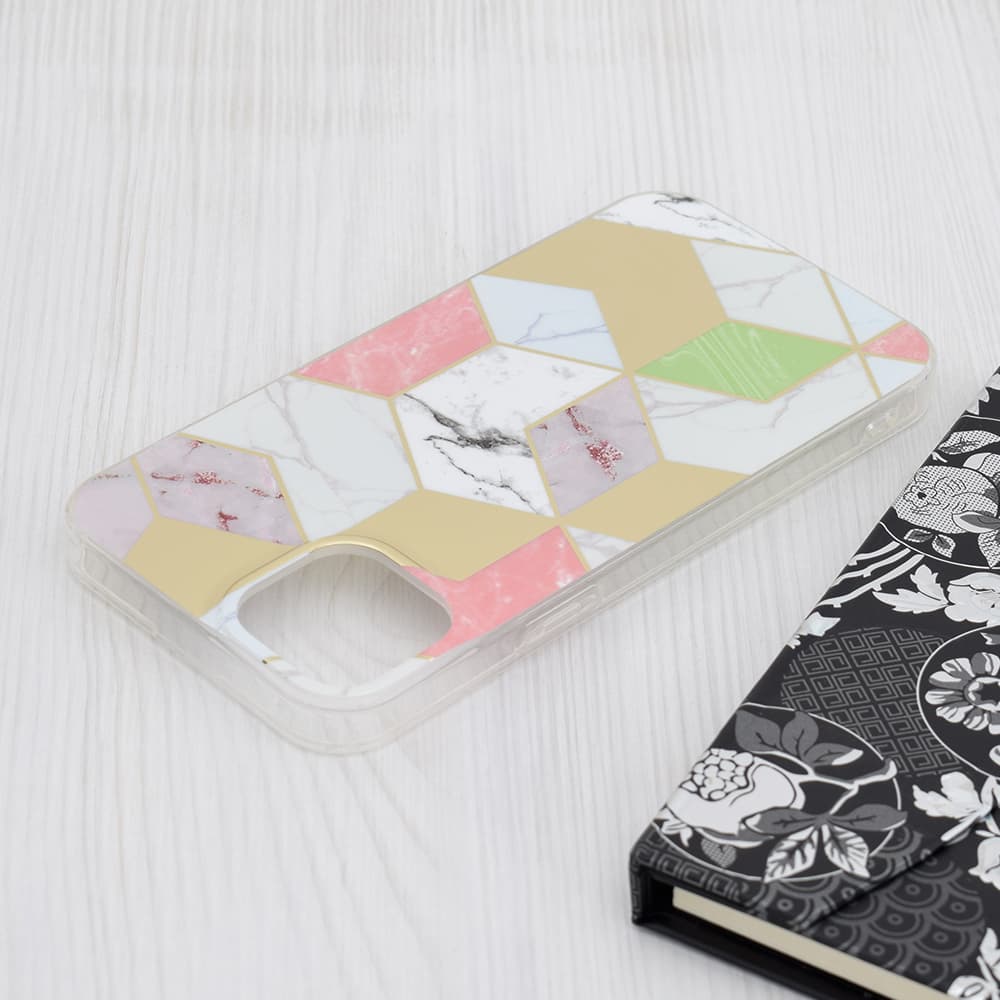 Techsuit Mramorová série iPhone 15 Plus Fialový Hex - náhled 4