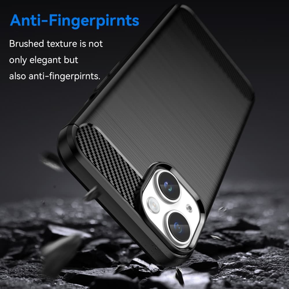 Techsuit Karbon Silikon Kryt iPhone 15 Plus Černý - náhled 4