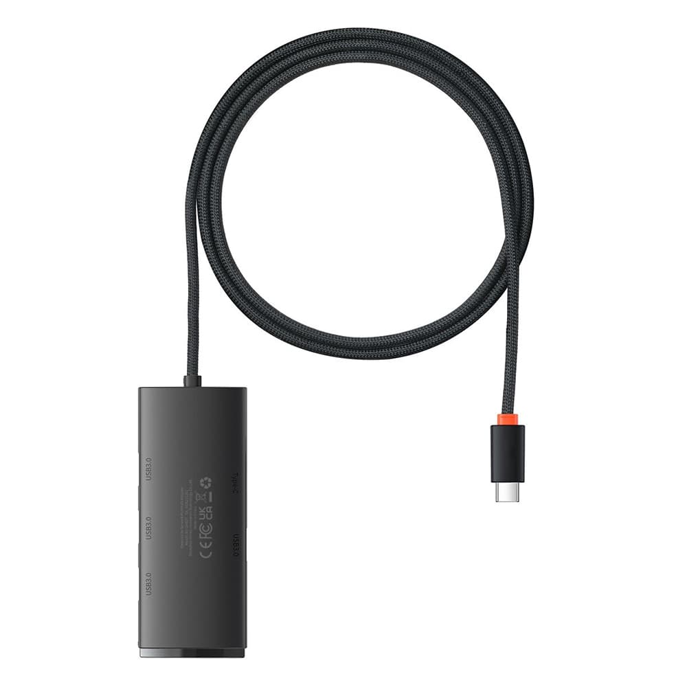 Baseus – adaptér rozbočovač řady Lite (WKQX030401) – USB-C na 4x USB 3.0, Type-C, 1m – černý - náhled 4