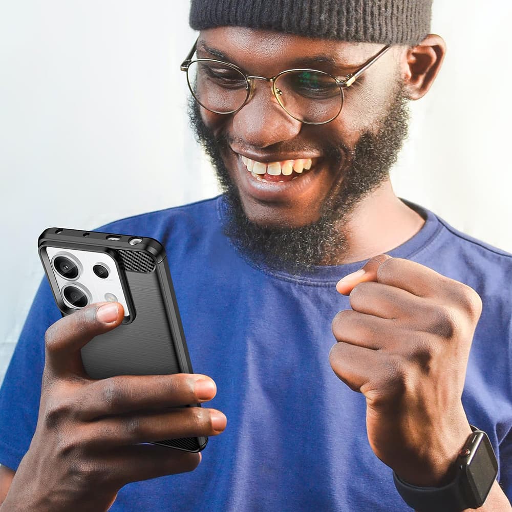 Techsuit Karbon Silikon Kryt Xiaomi Redmi 13C 4G 5G Poco C65 Černý - náhled 4