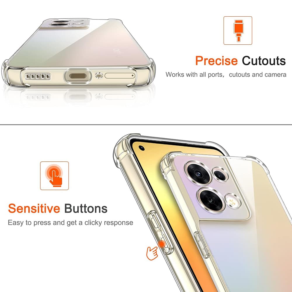 Techsuit Nárazuvzdorný Průhledný Silikon Oppo Reno8 Čirý - náhled 4