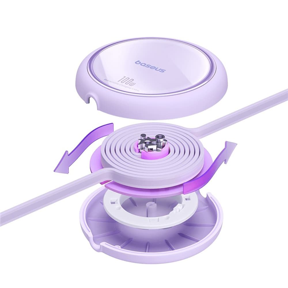 Baseus Free2Draw Mini kabel Typ-C 100W 1m Zatahovací Nebula Purple - náhled 4