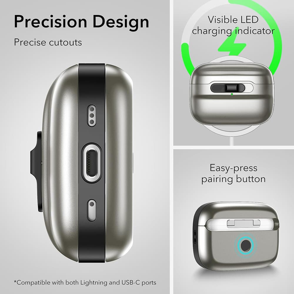ESR - Pulse Magnetic HaloLock - Apple AirPods Pro 1 / 2 - Titanium - náhled 4