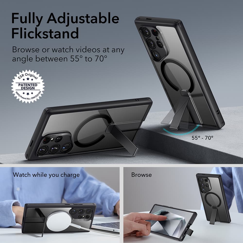 ESR Boost Flickstand HaloLock Samsung Galaxy S24 Ultra Čirý Černý - náhled 4