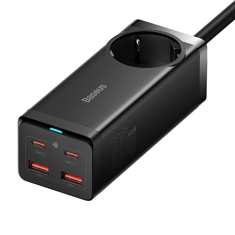 Baseus Zásuvková lišta GaN3 Pro 2xUSB 2xUSB-C AC 100W Black - náhled 4