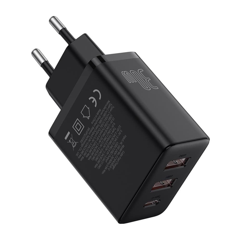 Baseus Síťová nabíječka GaN 2x USB Type-C 30W Rychlé nabíjení Černá - náhled 4