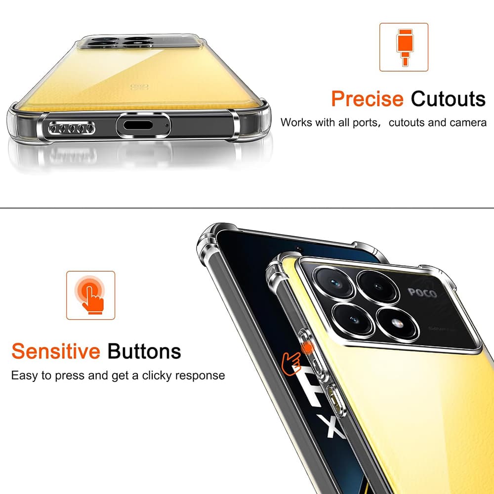 Techsuit Nárazuvzdorný Průhledný Silikon Xiaomi Poco X6 Pro Clear - náhled 4