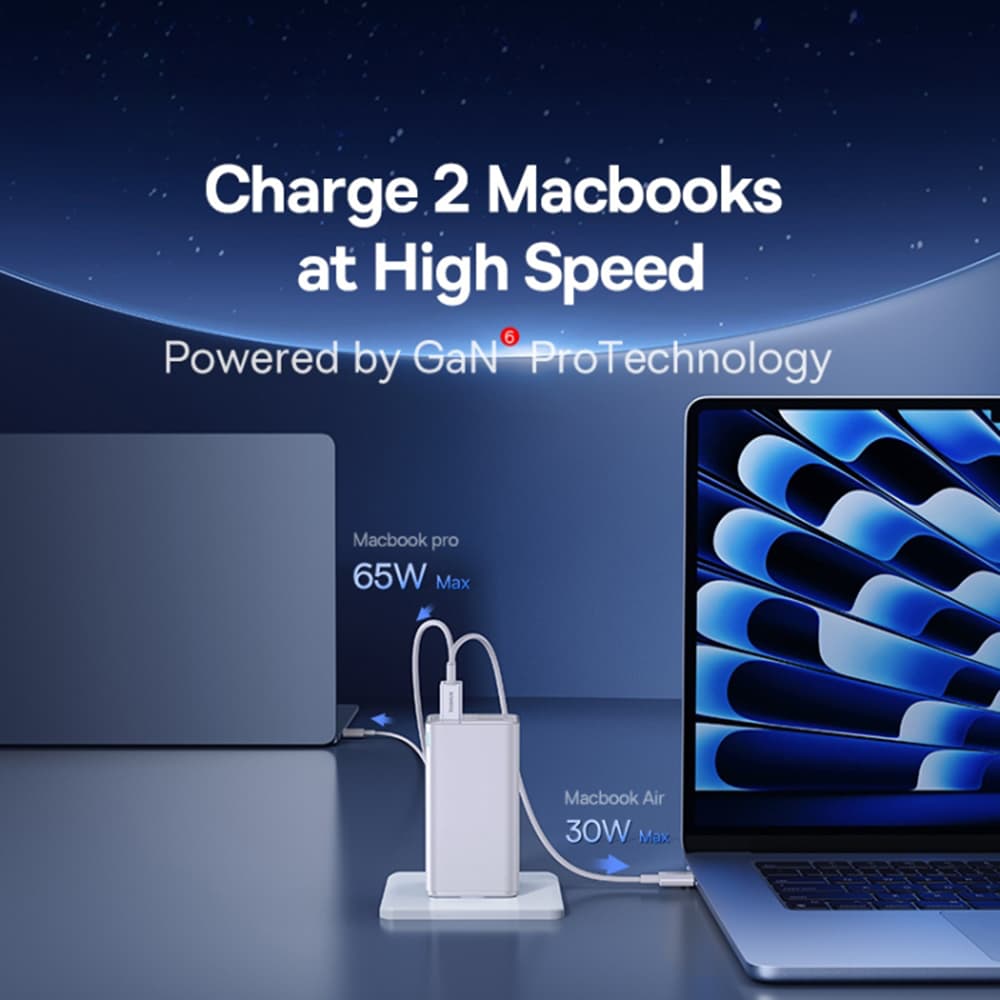 Baseus Nástěnná nabíječka GaN6 Pro 2x USB 2x Type-C 100W Bílá s kabelem - náhled 4