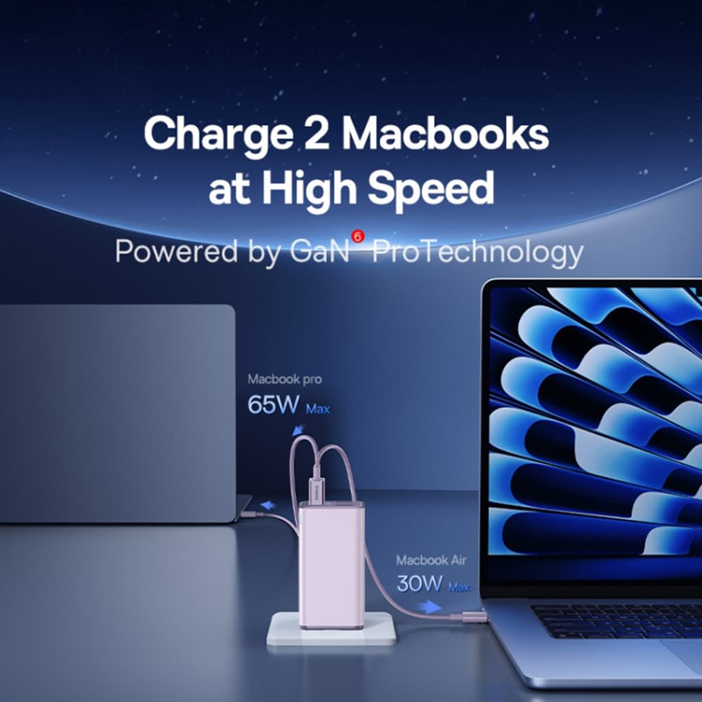 Baseus Nástěnná nabíječka GaN6 Pro 2xUSB 2xType-C 100W Fialová - náhled 4
