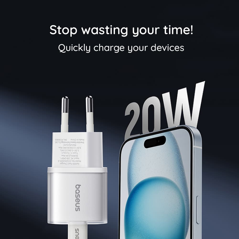 Baseus Nástěnná nabíječka GaN5S Type-C 20W White - náhled 4