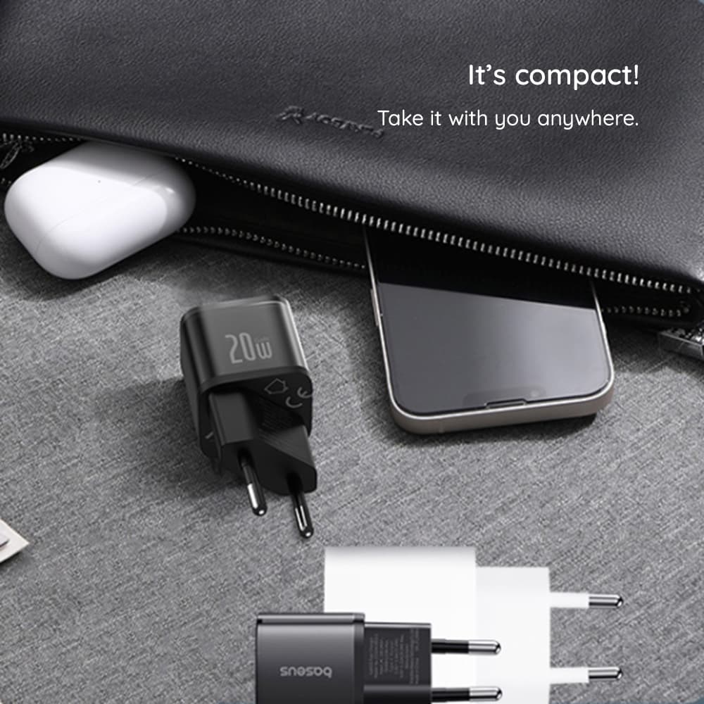 Baseus Nástěnná nabíječka GaN5S Type-C 20W Black - náhled 4