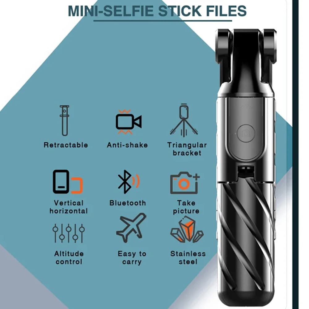 Techsuit Mini Selfie Tyč K03 Bluetooth Skládací 70cm Černá - náhled 4